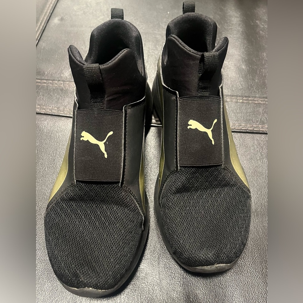 Puma Black Sneakers with Gold Details